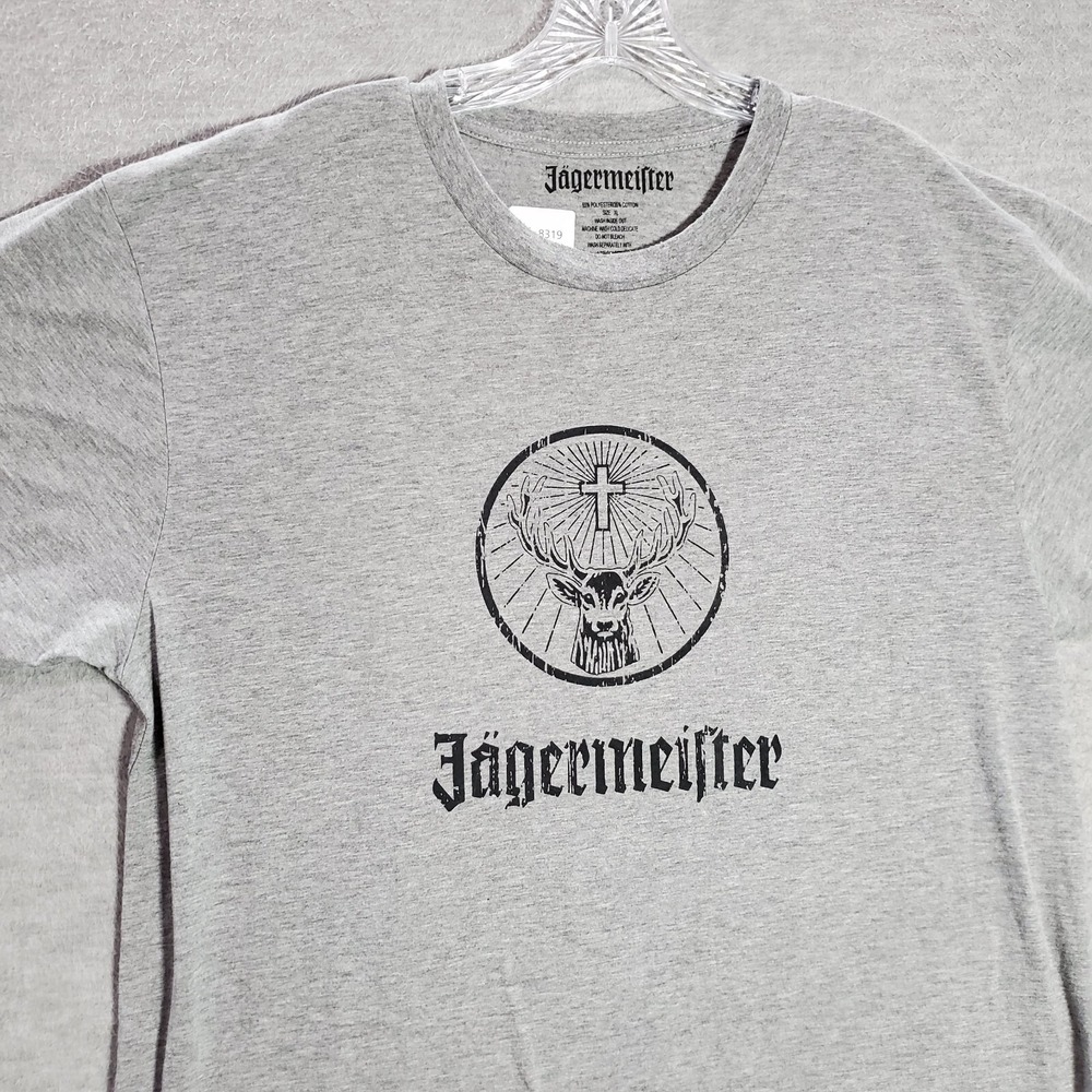 Jagermeifter Men Shirt XL Gray Logo‎ Cross Elk Short Sleeve Tee